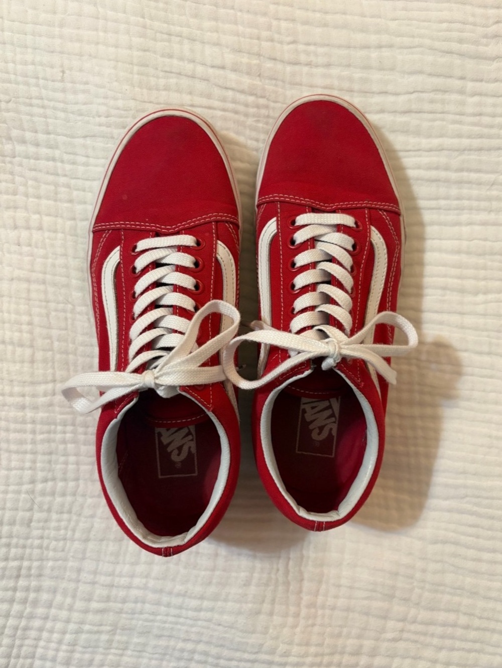 Vans Old Skool Sneakers in Red & White US Women 8.5 Men 7